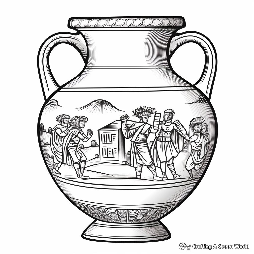 Detailed Classical Greek Vase Coloring Pages 1