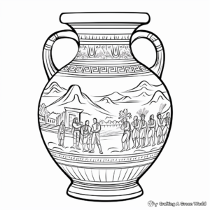 Detailed Classical Greek Vase Coloring Pages 2