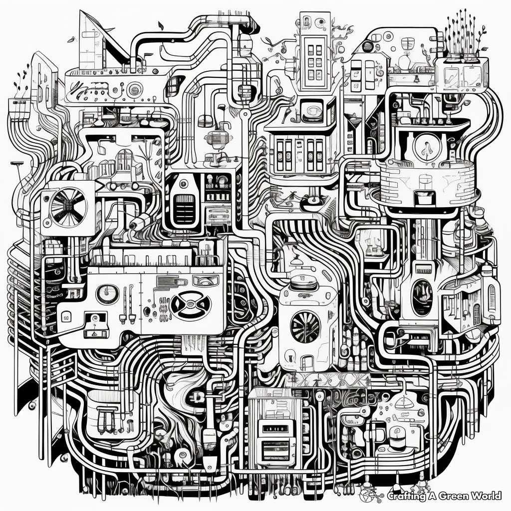 Detailed Computer Circuitry Coloring Pages for Adults 4