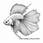 Detailed Crowntail Betta Fish Coloring Pages 4