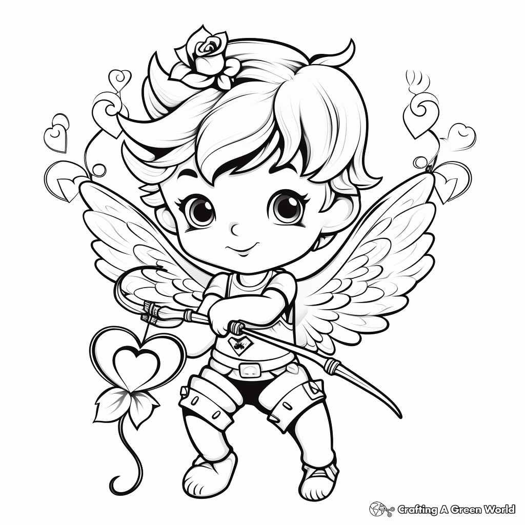 Detailed Cupid Coloring Pages for Adults 2