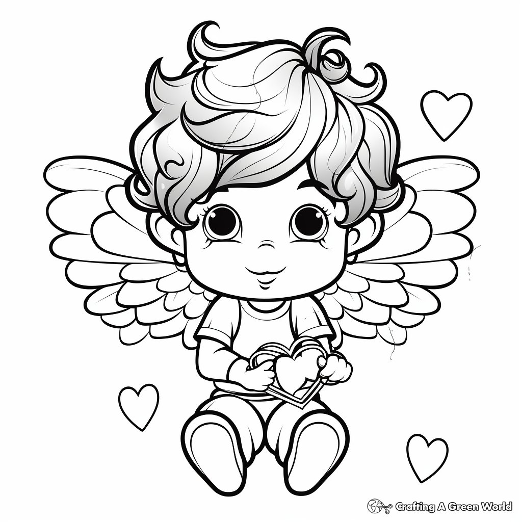 Detailed Cupid Coloring Pages for Adults 4