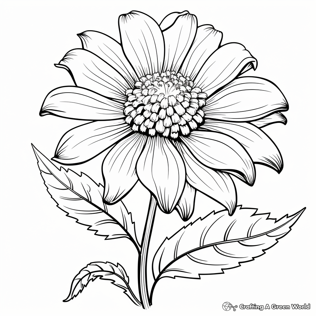Detailed Daisy Autumn Flower Coloring Pages 4
