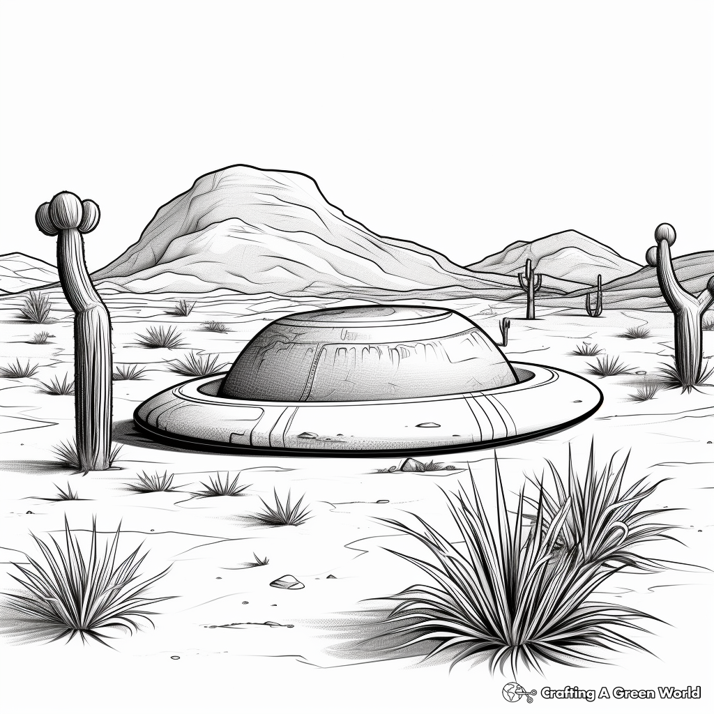 Detailed Desert Scene with Sombrero Coloring Pages 1