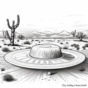 Detailed Desert Scene with Sombrero Coloring Pages 4