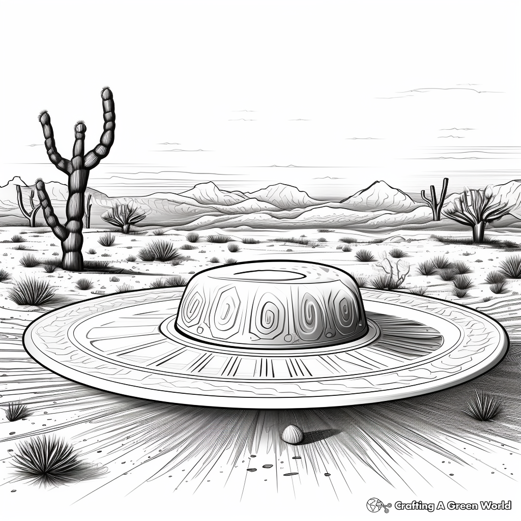 Detailed Desert Scene with Sombrero Coloring Pages 4
