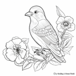 Detailed Dove and Dahlia Coloring Pages for Adults 4