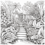 Detailed Exotic Garden Coloring Sheets for Adults 1