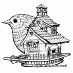 Detailed Finch in Bird Cage Coloring Pages for Adults 3