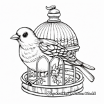 Detailed Finch in Bird Cage Coloring Pages for Adults 4