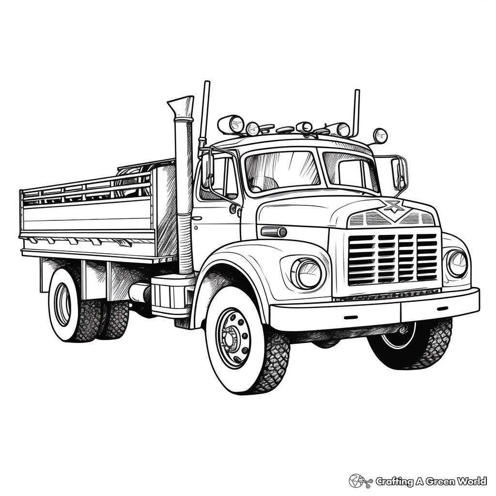 Detailed Fire Engine Truck Coloring Pages for Adults 3