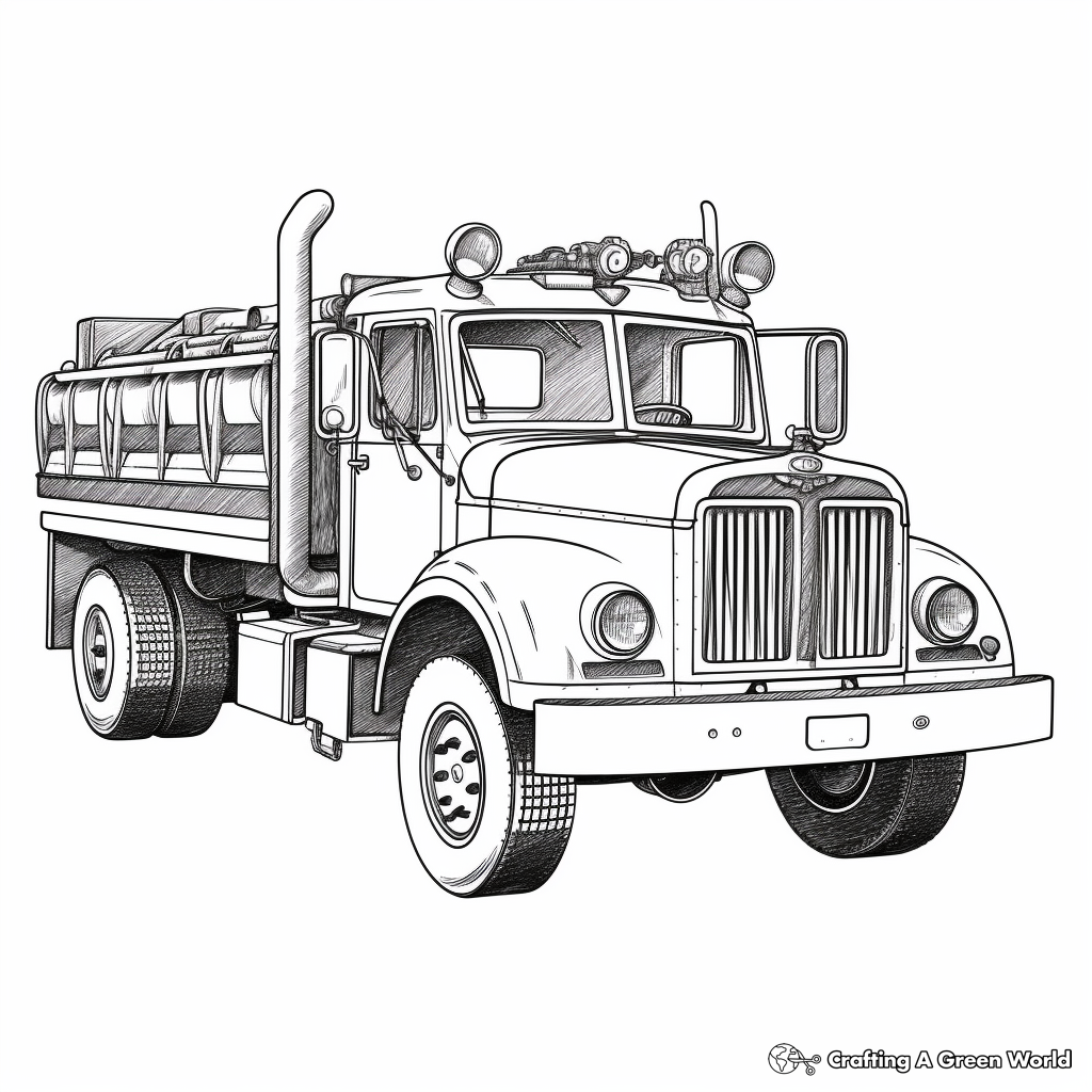 Detailed Fire Engine Truck Coloring Pages for Adults 4