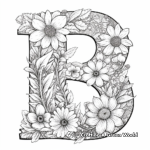 Detailed Floral Alphabet Coloring Pages for Adults 4