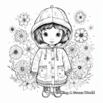 Detailed Floral Raincoat Coloring Pages for Adults 3