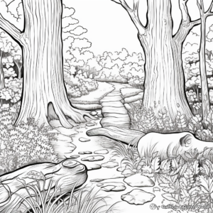 Detailed Forest Scenery September Coloring Pages for Adults 1
