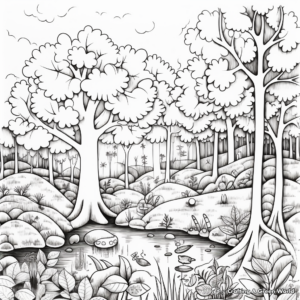 Detailed Forest Scenery September Coloring Pages for Adults 2