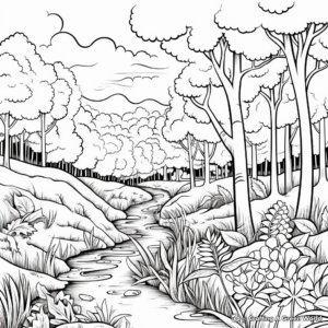 Detailed Forest Scenery September Coloring Pages for Adults 3
