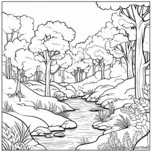 Detailed Forest Scenery September Coloring Pages for Adults 4