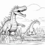 Detailed Fossil Spinosaurus vs T-Rex coloring pages for Adults 4