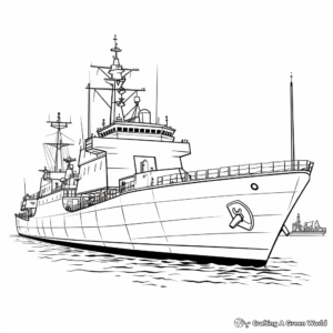 Detailed Frigate Ship Coloring Pages for Adults 1