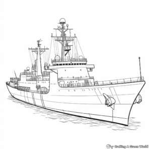 Detailed Frigate Ship Coloring Pages for Adults 2