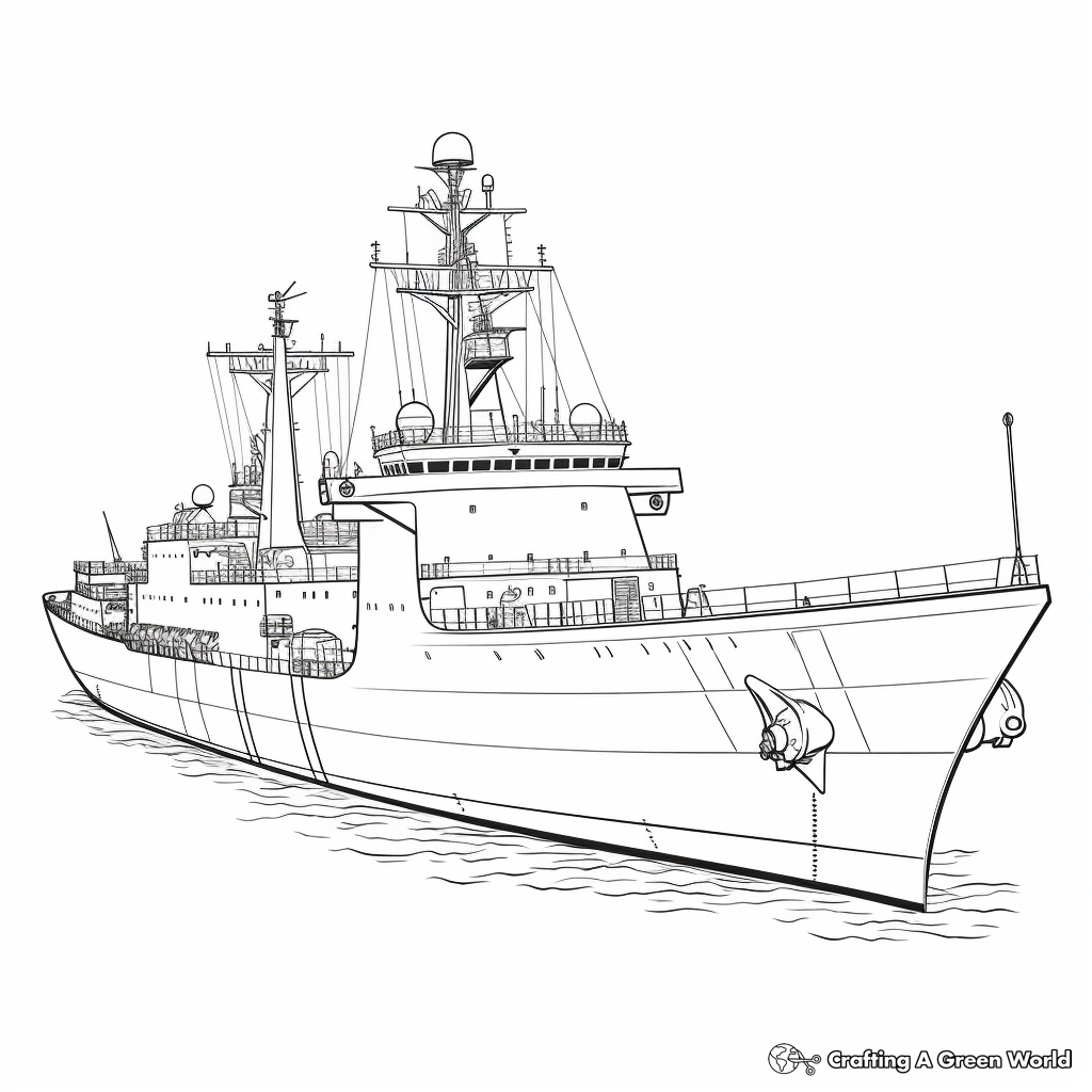 Detailed Frigate Ship Coloring Pages for Adults 2
