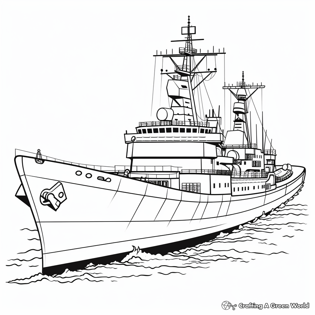 Detailed Frigate Ship Coloring Pages for Adults 3