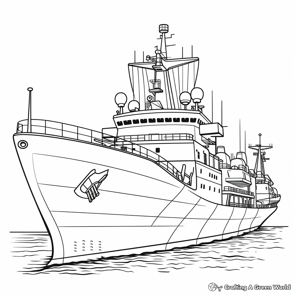 Detailed Frigate Ship Coloring Pages for Adults 4
