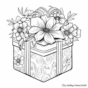 Detailed Gift Box Coloring Sheets for Mom's Birthday 4