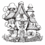 Detailed Gnome House Village Coloring Pages for Adults 1
