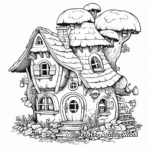 Detailed Gnome House Village Coloring Pages for Adults 3