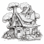 Detailed Gnome House Village Coloring Pages for Adults 4