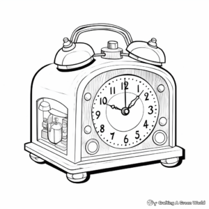 Detailed Grandfather Alarm Clock Coloring Pages 1