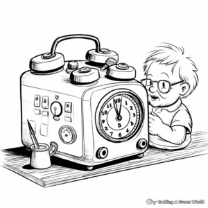 Detailed Grandfather Alarm Clock Coloring Pages 3
