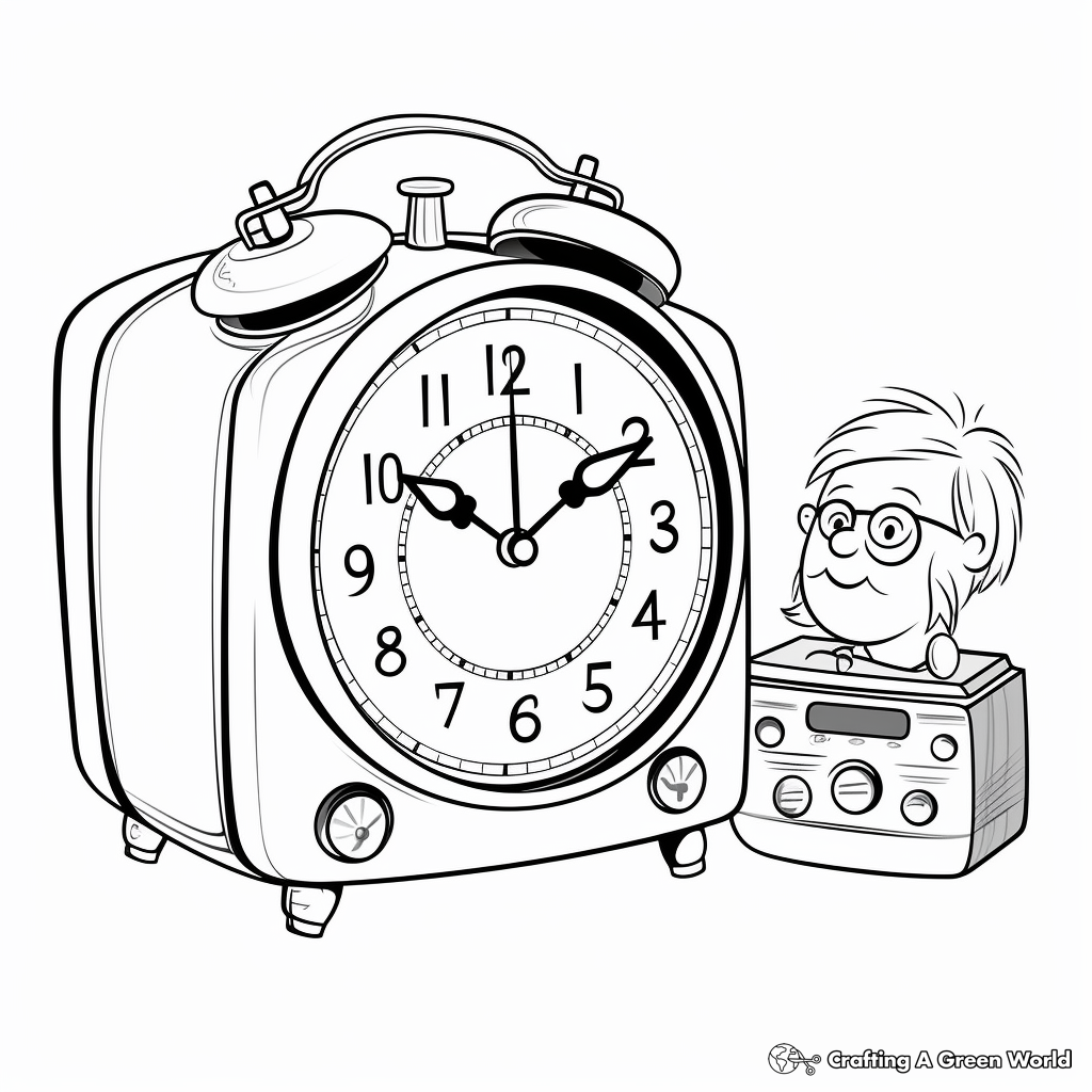 Detailed Grandfather Alarm Clock Coloring Pages 4