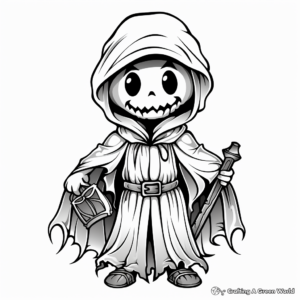 Detailed Grim Reaper October Coloring Pages 1