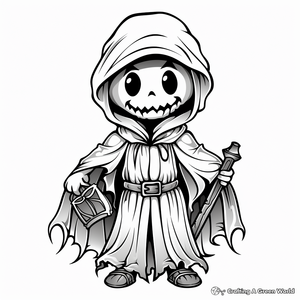 Detailed Grim Reaper October Coloring Pages 1