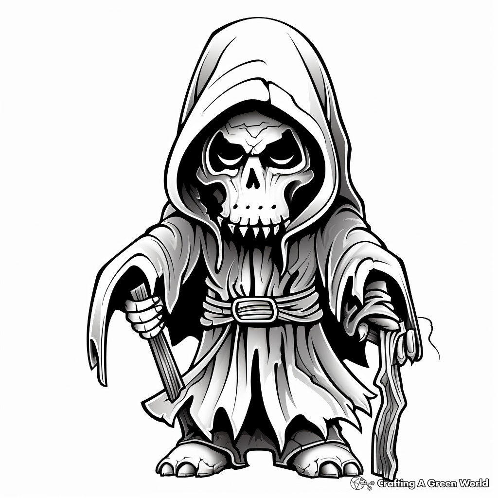 Detailed Grim Reaper October Coloring Pages 2
