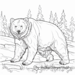 Detailed Grizzly Bear in the Wild Coloring Pages for Adults 2