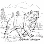 Detailed Grizzly Bear in the Wild Coloring Pages for Adults 4