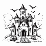 Detailed Haunted Castle Halloween Coloring Pages 4