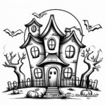 Detailed Haunted House Coloring Sheets 4