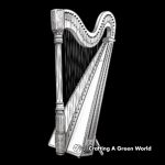 Detailed Irish Harp Coloring Pages for Adults 4