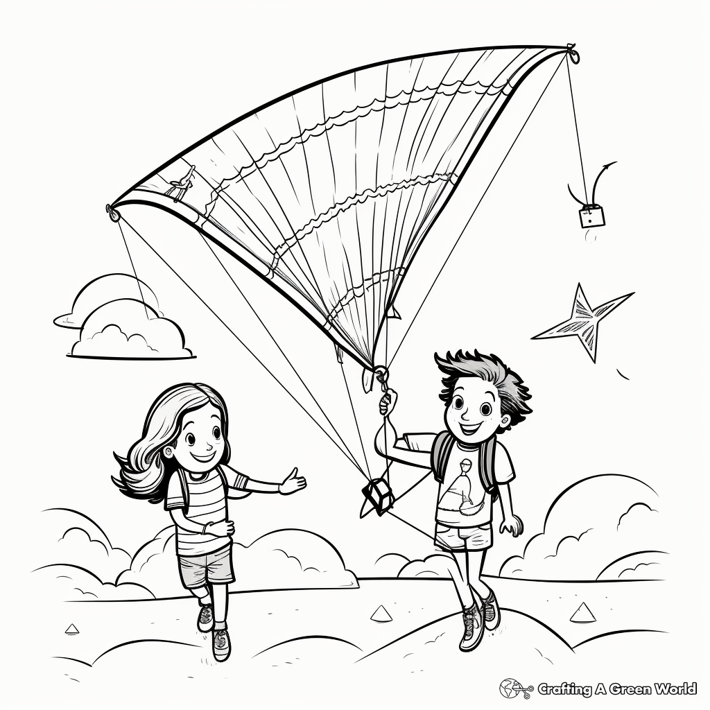 Detailed Kite Coloring Pages for Adults 1