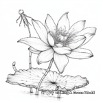 Detailed Lotus with Dragonfly Coloring Pages 2
