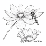 Detailed Lotus with Dragonfly Coloring Pages 3
