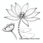 Detailed Lotus with Dragonfly Coloring Pages 4