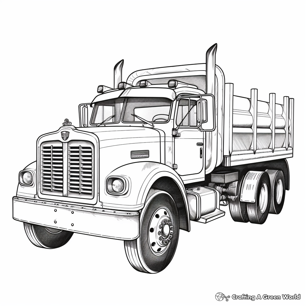 Detailed Mack Truck Coloring Pages for Adults 1
