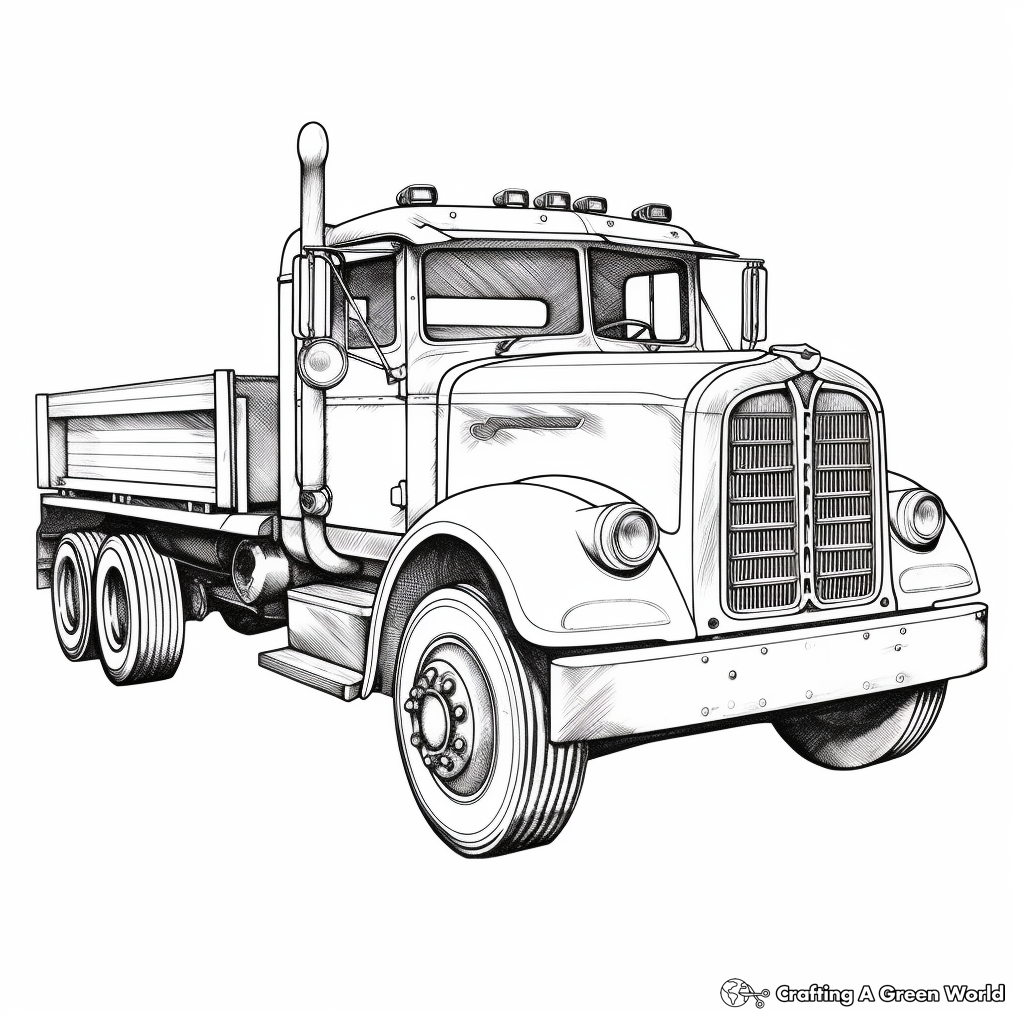 Detailed Mack Truck Coloring Pages for Adults 2