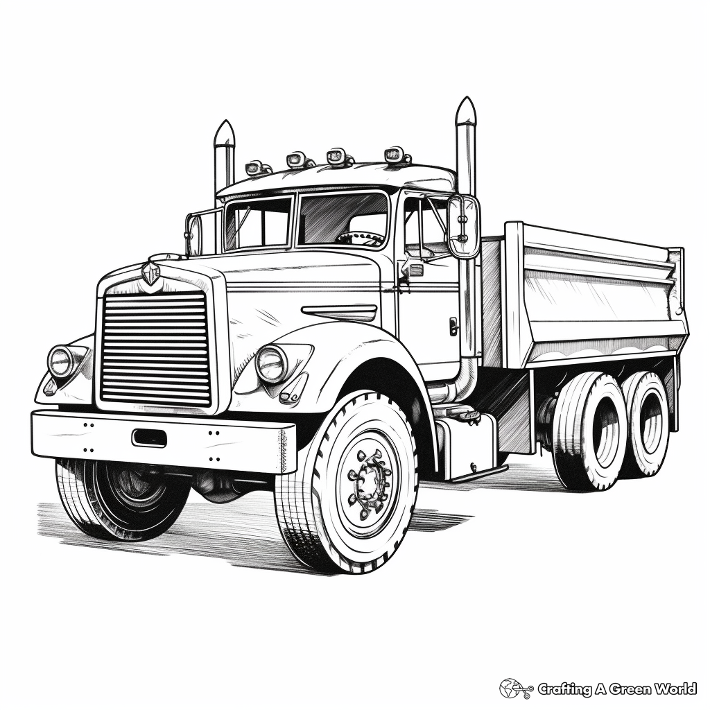 Detailed Mack Truck Coloring Pages for Adults 4